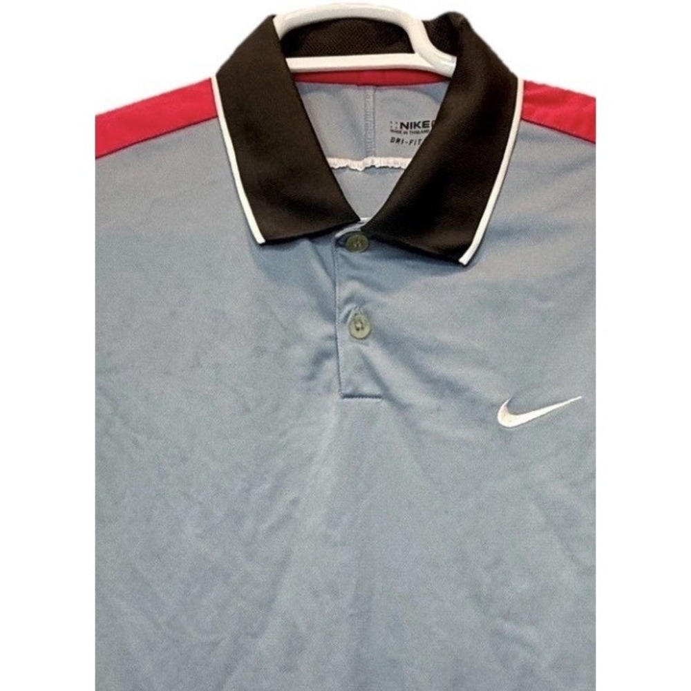 Nike Golf Dri Fit Polo Shirt Mens Large Gray Red Short Sleeve Wicking outdoor